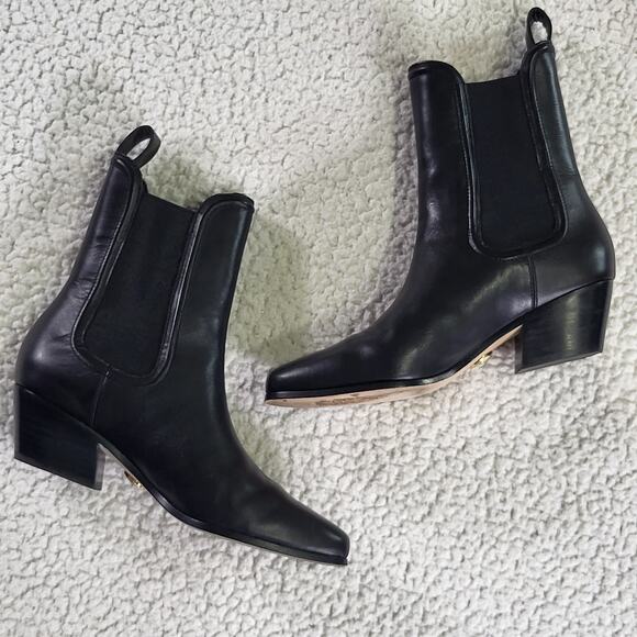 Veronica Beard Lada Chelsea Boot Black Leather size 6M - Picture 1 of 7